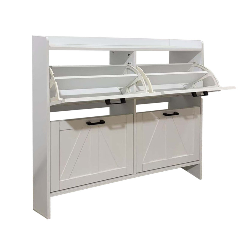 Armoire à chaussures moderne avec porte de grange et tiroirs rabattables