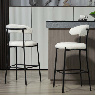 Tabourets de bar rembourrés en tissu Teddy