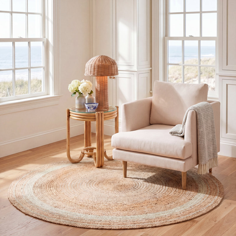 Gast Natural Fiber Hand Woven Jute Rug, Round 6'