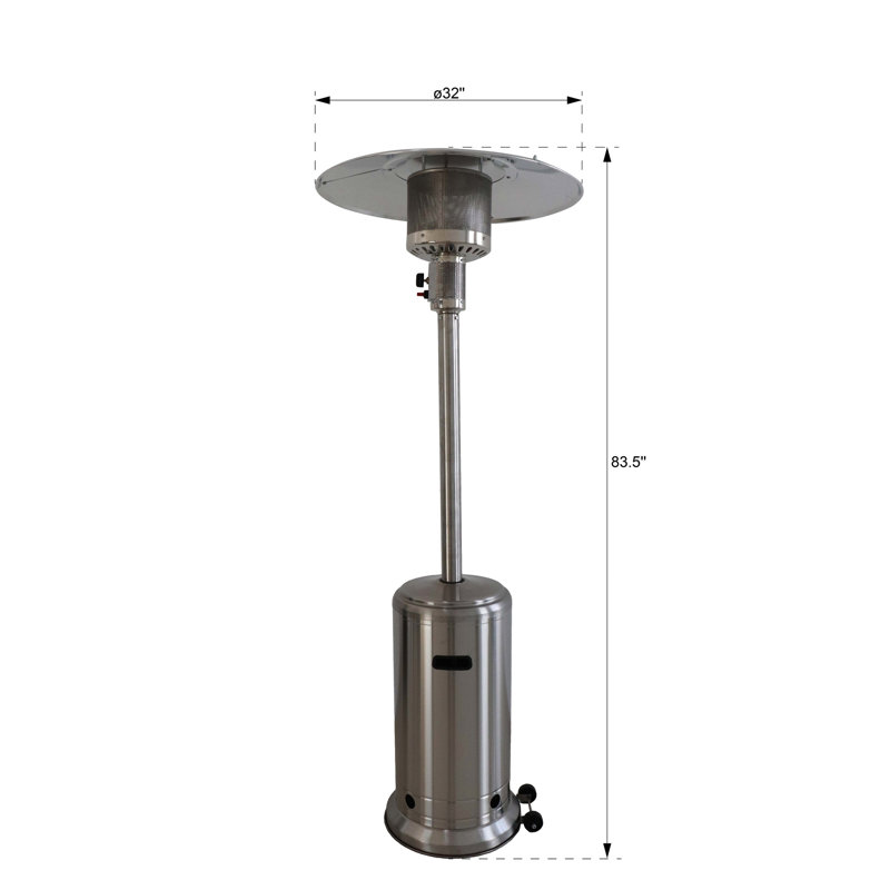 Standing 46000 Heater - Turns Cold Nights Cozy, Aluminium Frame, 35 In Package Height, Smooth For Easy Placement Patio Heating Generates Sufficient Heat, Steel Gray Finish, 70 Lb Package, Assembly