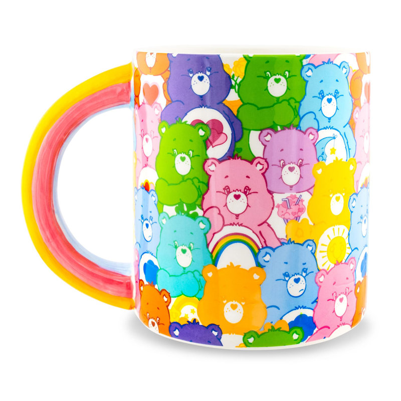 Grande tasse en céramique avec poignée arc-en-ciel Care Bears | Peut contenir 20 onces