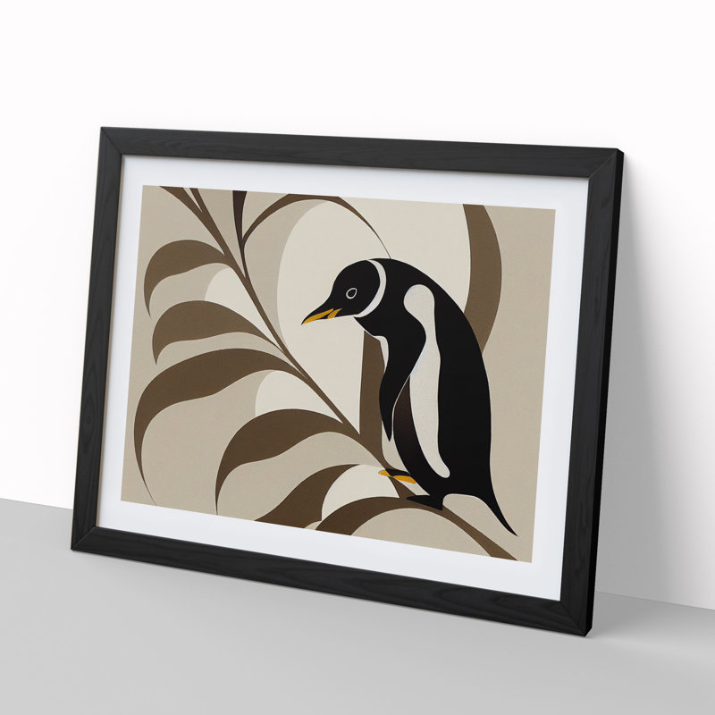 XH1022-6870X Penguin Art Nouveau Vol.1 Abstract - Single Picture Frame Print, Black, 46cm H x 64cm W x 2cm D