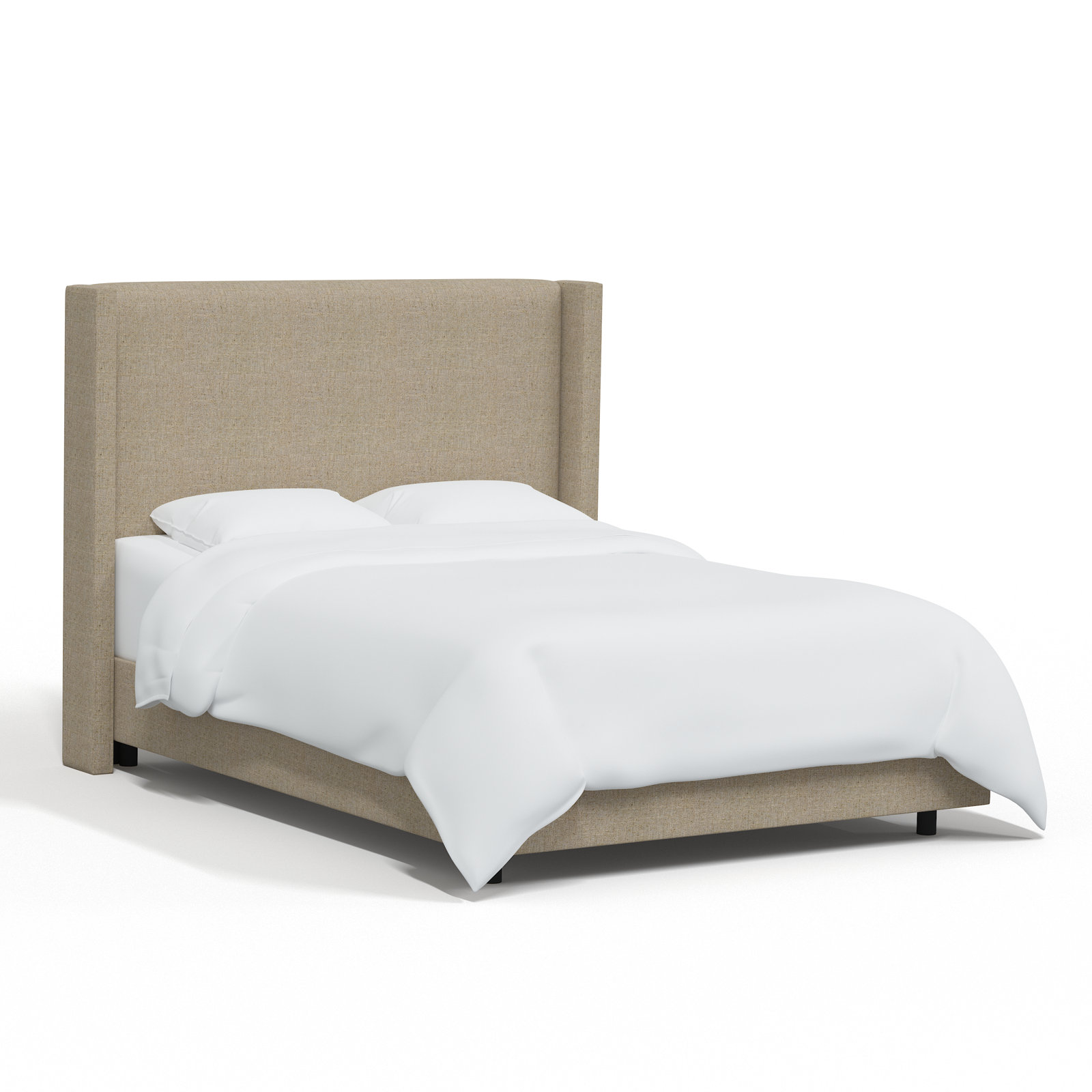 Hanson Linen Upholstered Wingback Bed, King, Classic Sandstone Linen