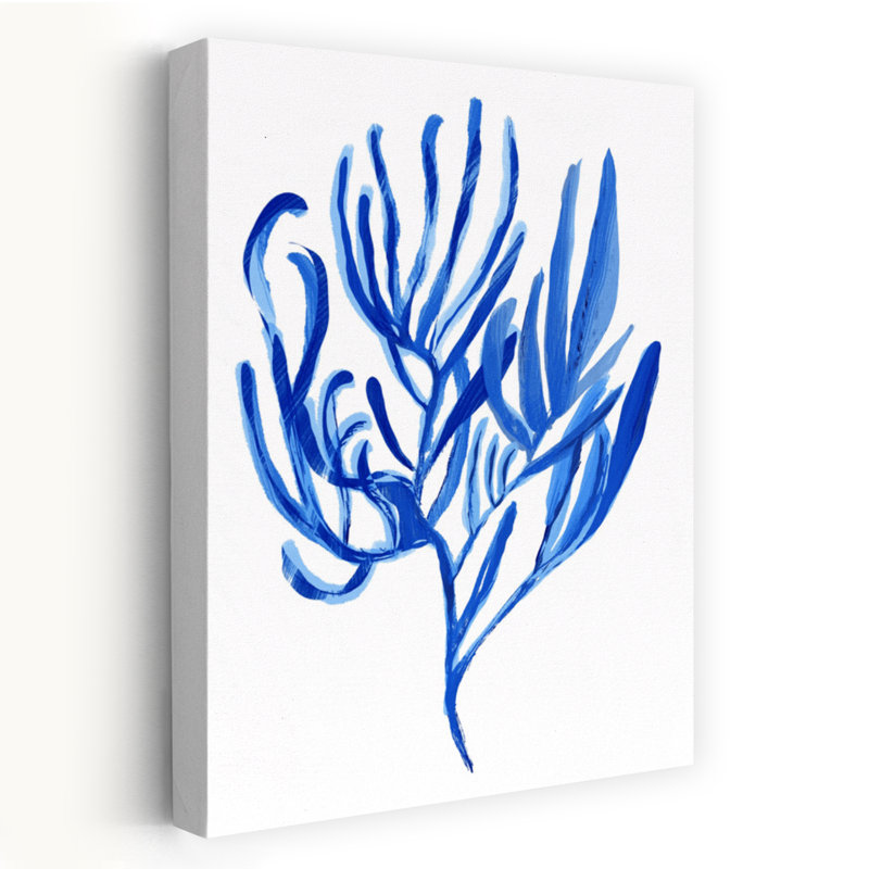 Abstrait bleu corail abstrait poisson côtier, art mural, H 18 po x l 12 po