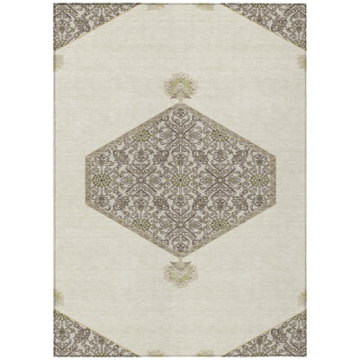 HomeRoots 8' X 10' Ivory Oriental Washable Indoor Outdoor Area Rug