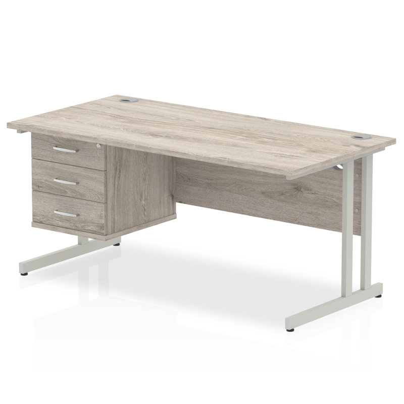 Zetta Metal Base Executive Desk, 73cm H x 140cm W x 80cm D, Grey