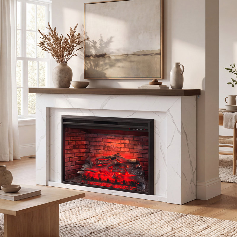Gracie Oaks 68.7 " W Recessed Wall Mounted Electric Fireplace with BTU 5118