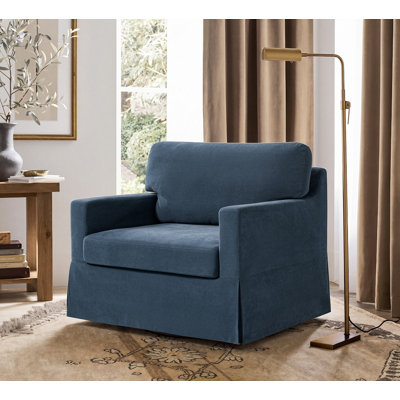 Cario 44"W Farmhouse Slipcovered Oversized Armchair