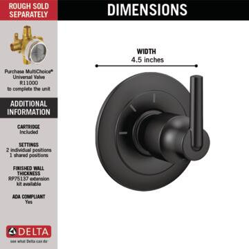 Trinsic 3-Setting Shower Diverter Trim Kit, Matte Black