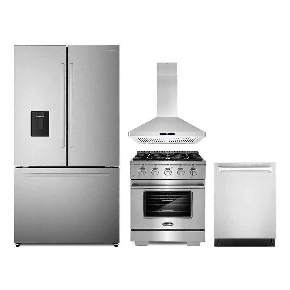 https://assets.wfcdn.com/im/78030423/compr-r85/2427/242719019/cosmo-4-piece-kitchen-appliance-package-with-french-door-refrigerator-30-gas-freestanding-range-built-in-dishwasher-and-island-range-hood.jpg