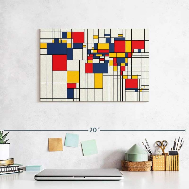 Avery Abstract Squares World Map, 8" H x 12" W
