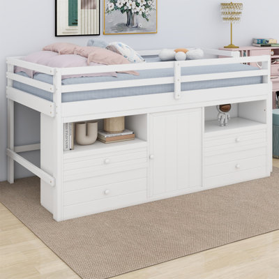 Stowmarket Kids Twin Loft Bed with Drawers
