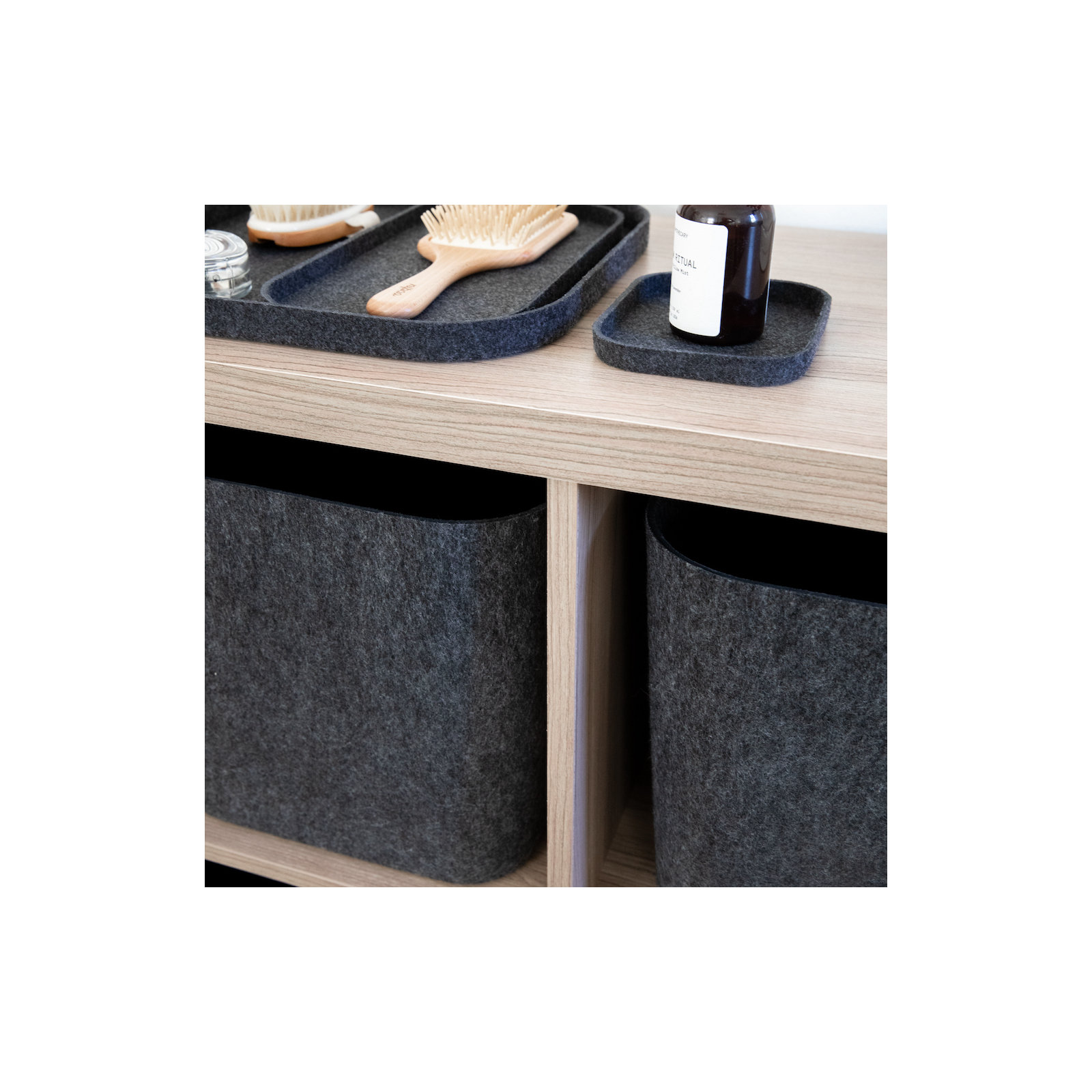 Sculpted Felt Storage Bin, Black