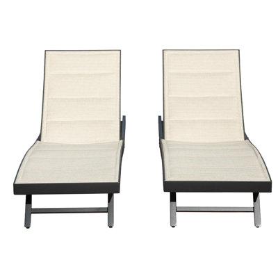 Patio Chaise Lounge Set Of 2, Outdoor Lounge Chairs, Aluminum PVC-coated polyester Pool Lounger With Adjustable Back For Beach Poolside Lawn Sunbathing