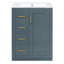 Meuble-lavabo moderne 24 po avec lavabo en céramique intégré, armoire de rangement en bois massif avec 3 tiroirs et 1 porte (noir / bleu)-1284943790