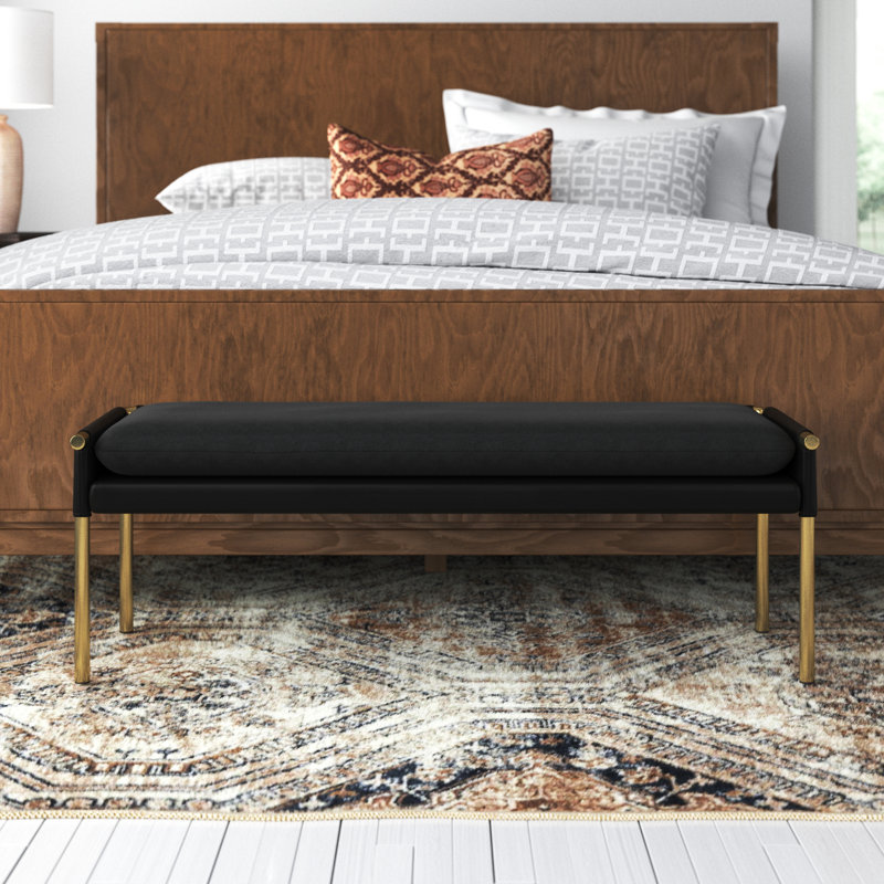 Madge Upholstered Bench, Black