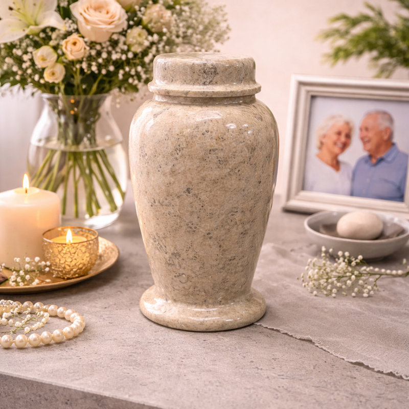 Decorative Marble Cremation Urn, Children And Small Pet Size,, Fossil
