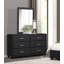 Commode noire 1pc 6x tiroirs en similicuir revêtu de contreplaqué