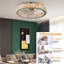 17.71 "Modern Crystal Ceiling Fans With Lights And Remote, Chrome