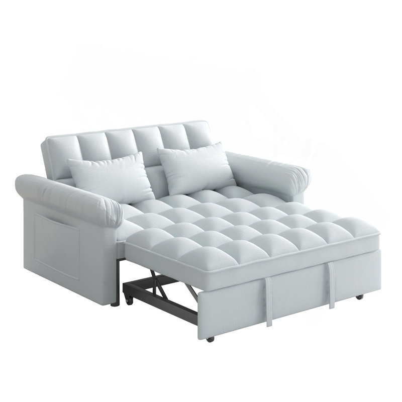 Loveseats Sofa Bed With Pull-Out Bed,Adjsutable Back, Gray