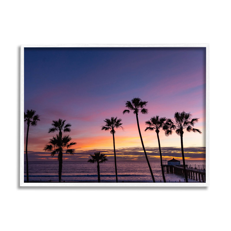 «Vivid Sunset Palm Tree Horizon», estampe numérique par Jeff Poe, H 11 po x l 14 po x P 1,5 po