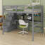 Lit mezzanine avec bureau, tablettes de rangement et escalier-1244354845