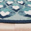 Tapis rond en laine touffeté à la main bleu / gris-1614065526