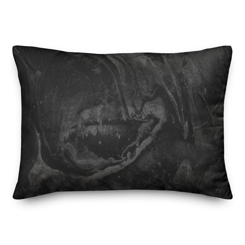 Abstract Outdoor Reversible Throw Pillow, Black