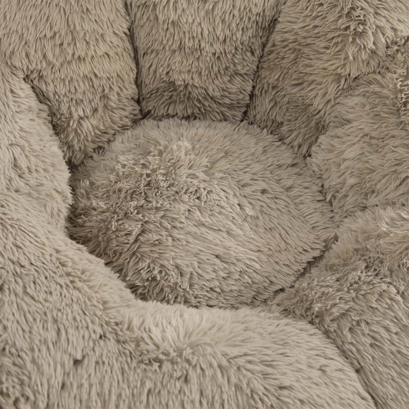 Pouf en fausse fourrure en forme de chat de 106 cm de large, canapé une place confortable avec coussin en forme de queue pour lire et jouer aux jeux vidéo
