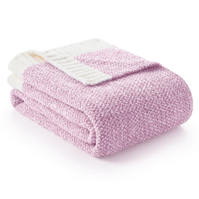  Heather Knit Throw Reversible Throw Blanket Soft Feather Yarn Blanket For Sofa, Bed, Gift
