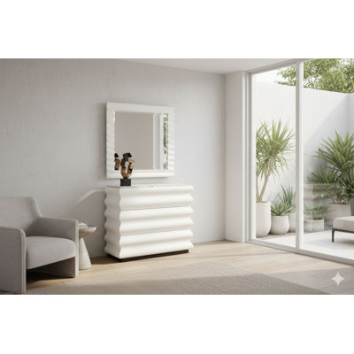 Marielle Channel Chest And Mirror- White