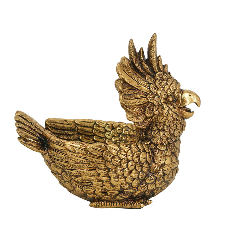 Parrot Figurine  8" x 5" x 7.5"  Gold