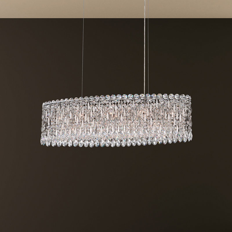 Sarella 12 Light 36in Oval Chandelier in Polished Stainless Steel with Clear Heritage Handcut Crystals, Chinese (K9)