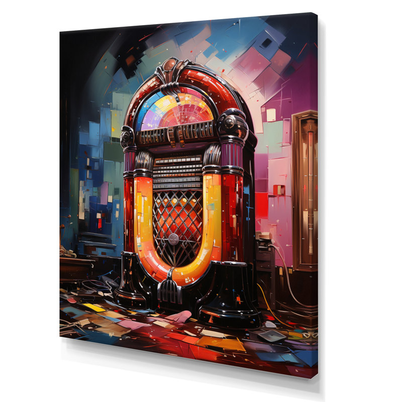 Impression sur toile Jukeboxe Groove Gallery Pointillism - Entertainment, H 20 po x l 12 po x P 1 po, Toile tendue