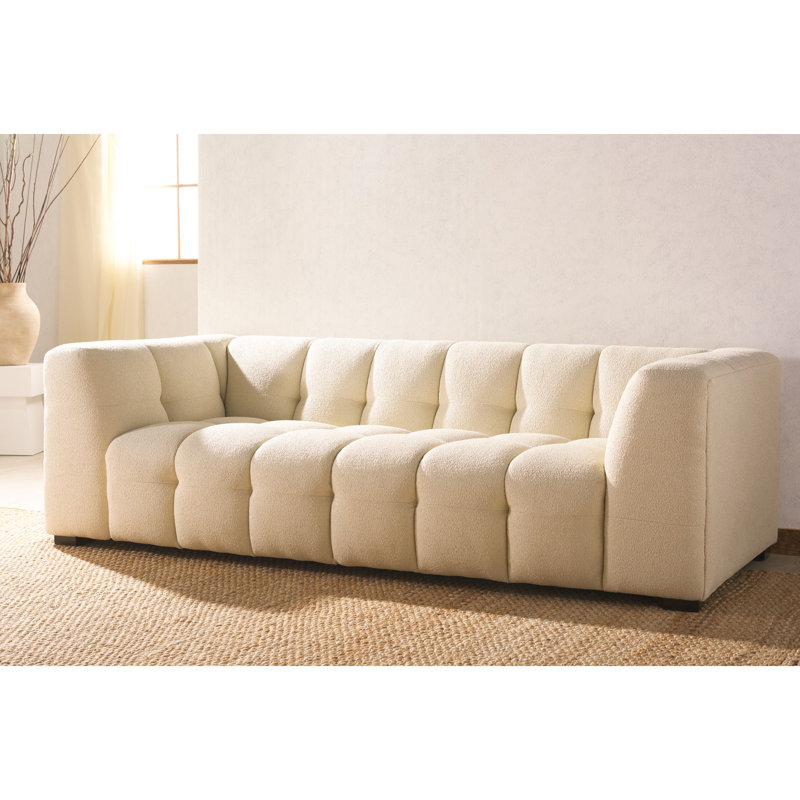 Canapé à accoudoirs droits 90 po, Crème Boucle