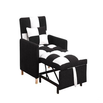 Convertible Sleeper Sofa Chair Bed, Adjustable Chair With Pillow, Multi-Functional Sleeper Chair With Soft Teddy Fabric For Living Room, Dorm, Apartment, Bedroom Or Office