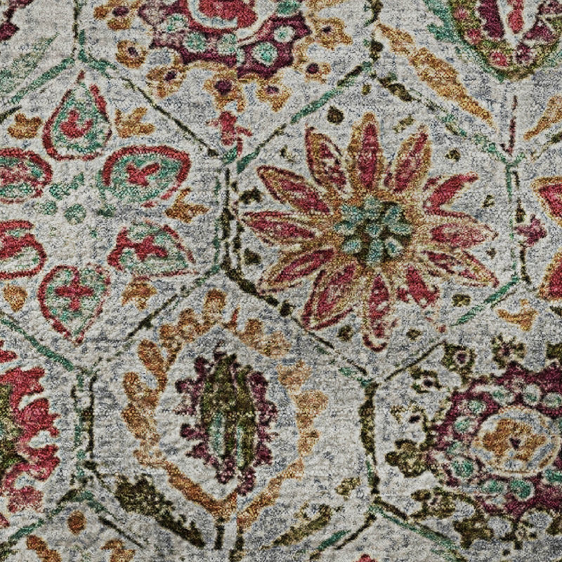 Premium Machine Washable Ralston AMF1938 Floral Rug, Rectangle 2'6" x 3'10"