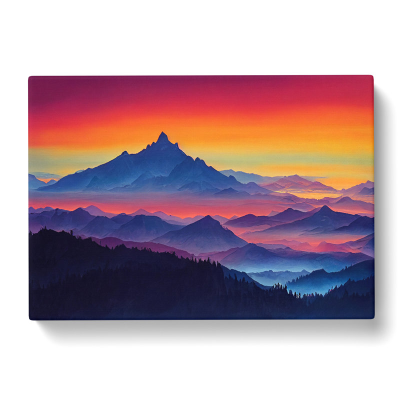 Stylish Mountain Sunset - Wrapped Canvas Print, 50cm H x 76cm W x 3cm D