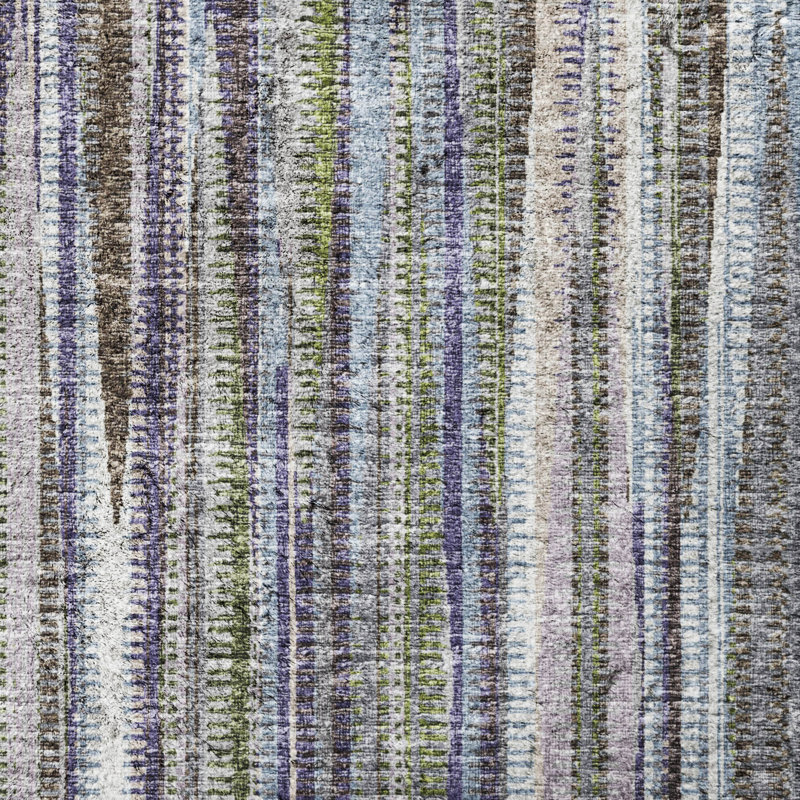 Premium Machine Washable Dream Shag ADS31 Textured Stripes Rug, 2'3" x 7'6" Runner, Plum