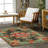 Vintage Look Eilette Pink Blue Red Floral Cotton Chenille Area Rug-1325062620
