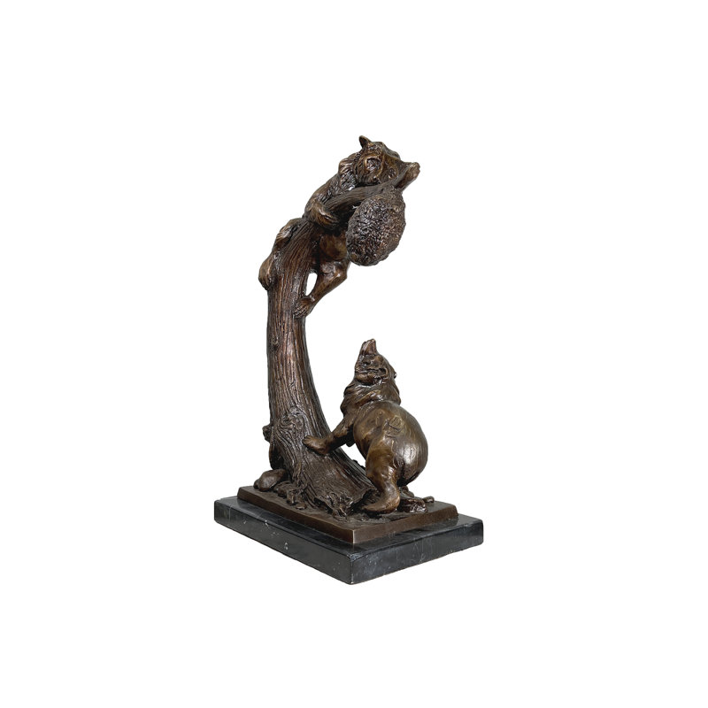 Bronze Bears on Tree Table Top Sculpture