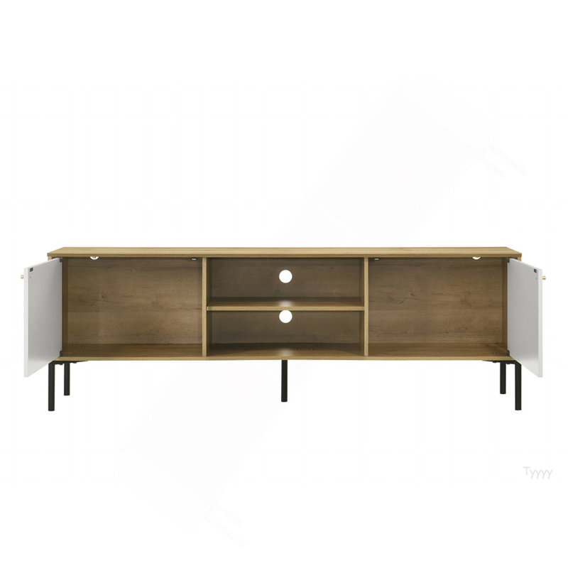 Burke 70"W White And Oak 2-Door TV Stand