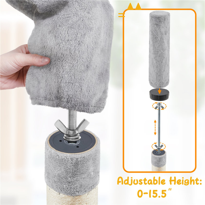 7.4-8.7FT Floor-to-Ceiling Cat Tree, Light Gray