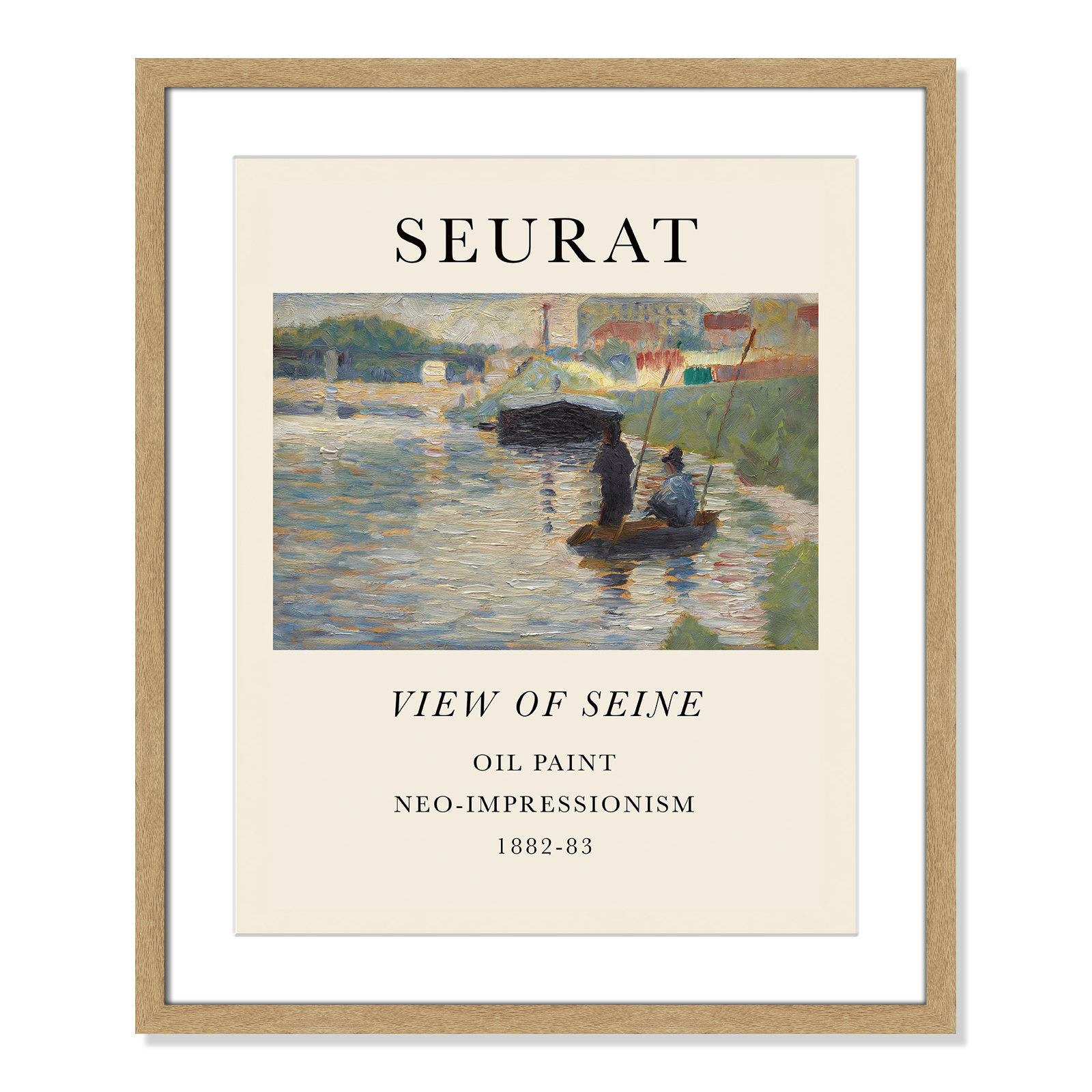 View Of Seine by Georges Seurat, Yes, 25.5" H x 21.5" W x 1.25" D, Natural Single Picture Frame