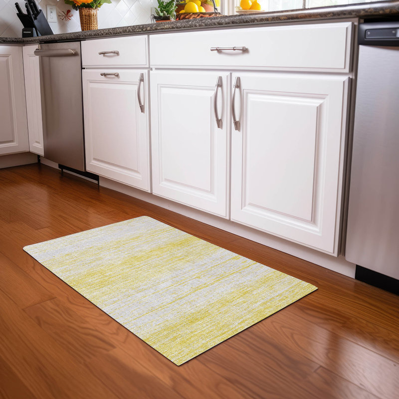 Premium Machine Washable Prisco Yellow Rug, Rectangle 1'8" x 2'6"