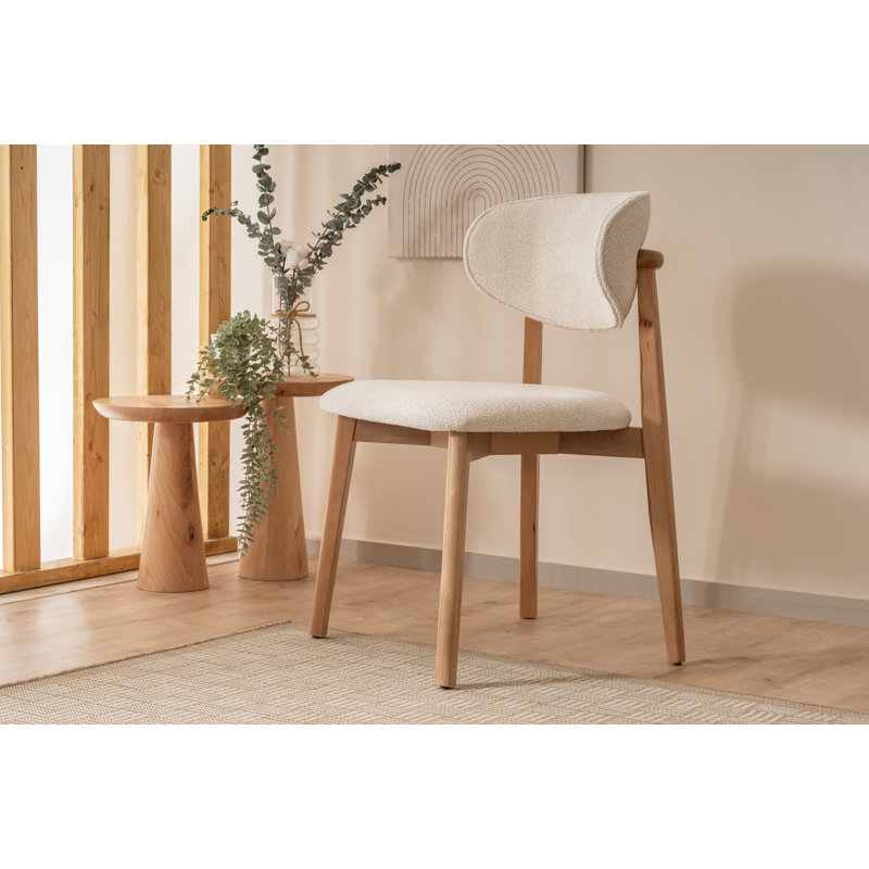 Elegant Beech Wood Chair, White & Natural Finish, 20.5 x 33.1 x 20.5 inches | 100% Solid Beech Wood Construction | Modern Scandinavian Design for Home & Office, Comfort and Style Combined
