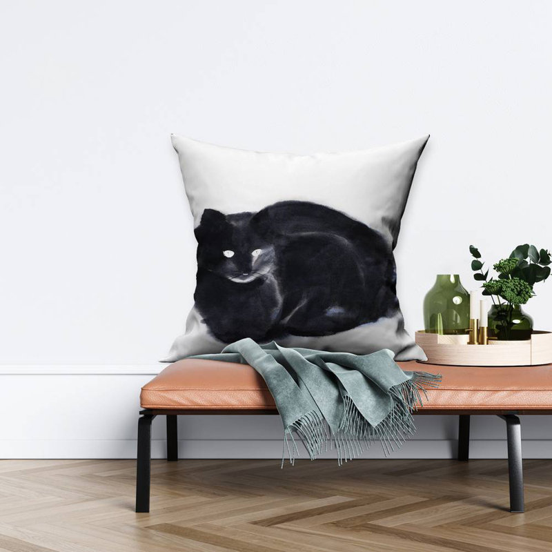 Abstract watercolor cat - 26"x26" Throw pillow - Poly twill - Print on demand