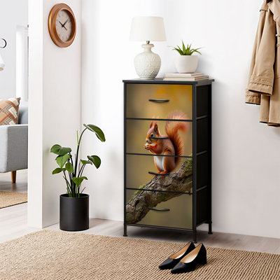4 Drawer Dresser for Bedroom, Narrow Chest of Drawers, Wooden Top and Study Iron Frame 18"x37.5"-(WxH)