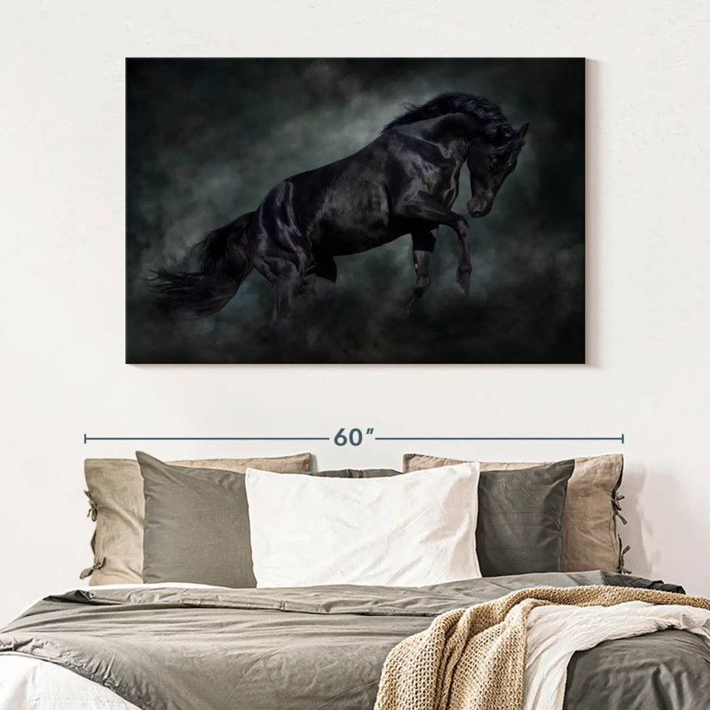 Brampt Prancing Black Horse, 34" H x 51" W
