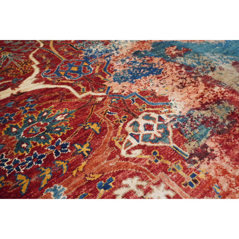 High-Quality Hand-Knotted Red And Multi Area Rug